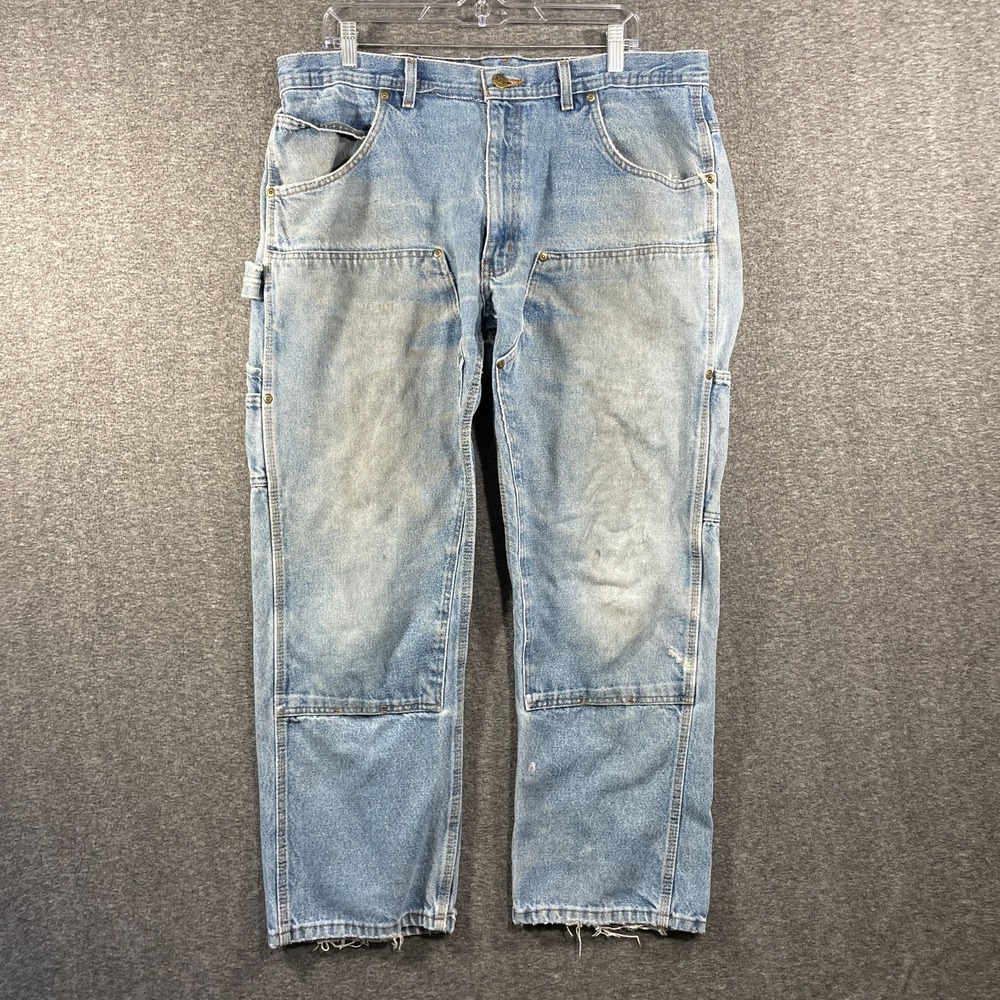 Key Jeans Mens 36x29 Blue Relaxed Straight Carpenter Double Knee Denim Workwear